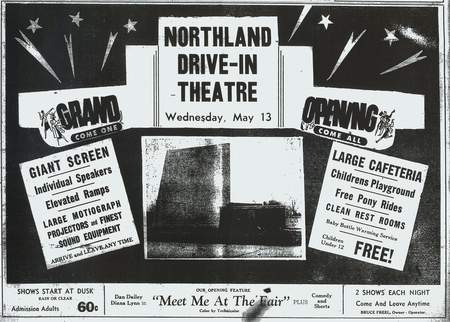 Northland Drive-In Theatre - Northland Grand Opening Ad 5-11-53